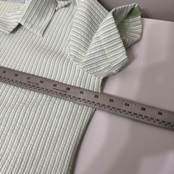 ALFRED DUNNER Womens Size 14P Seersucker Floral Embroidery Button Up Top Green - Picture 14 of 14